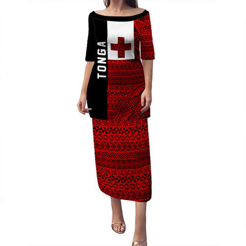 Tonga Puletasi Flag Ngatu Pattern Style