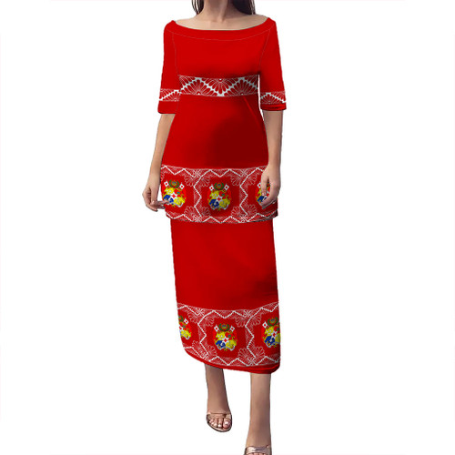 Tonga Puletasi Tapa With Coat Of Arms