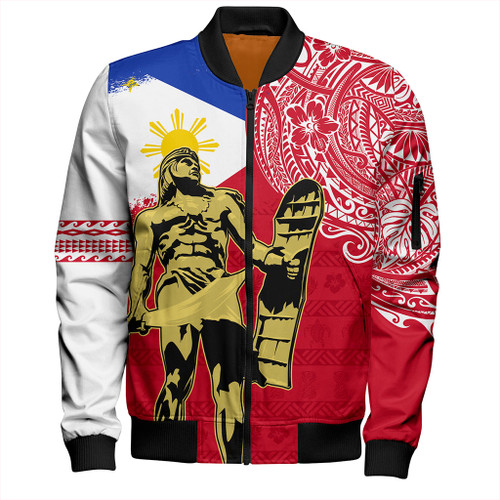Philippines Filipinos Bomber Jacket Tribal Polynesia Flag With Lapu Lapu