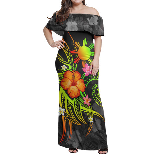 Philippines Filipinos Custom Personalised Woman Off Shoulder Long Dress Legend of Philippines REGGAE1