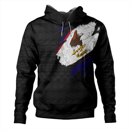 American Samoa Hoodie Tribal Polynesia Flag Crack Style