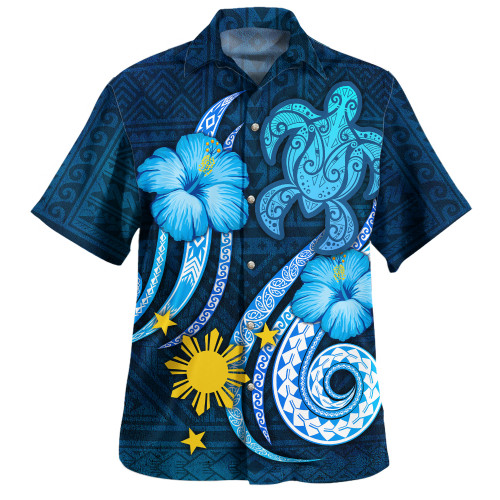 Philippines Filipinos Hawaiian Shirt Custom Personalised Turtle and Tribal Tattoo Of Polynesian1