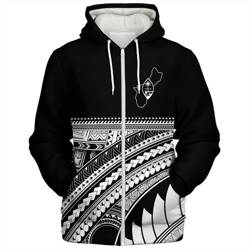 Guam Sherpa Hoodie Micronesian Map Tribal Style
