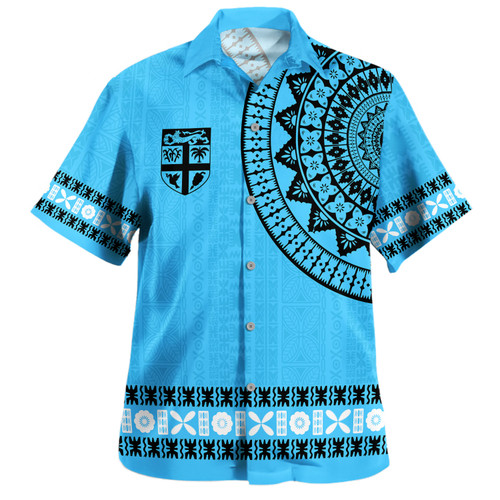 Fiji Hawaiian Shirt Style Bula Circle Coat Of Arms