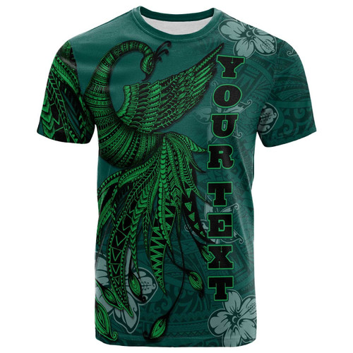 Tahiti Custom Personalised T-Shirt - Polynesian Phoenix Bird, Fairytales Bird Green 1