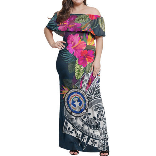 Northern Mariana Islands Off Shoulder Long Dress Polynesian Summer Vibes1