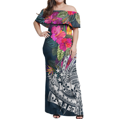 Kosrae Off Shoulder Long Dress Polynesian Summer Vibes1