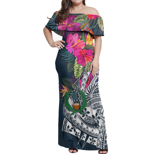 Pohnpei State Off Shoulder Long Dress Polynesian Summer Vibes1