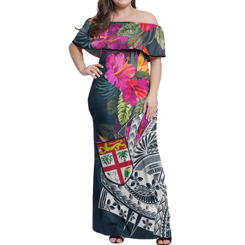Fiji Off Shoulder Long Dress Polynesian Summer Vibes1