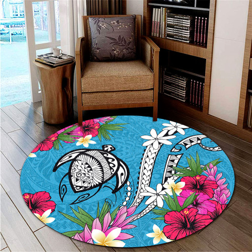 Hawaii Round Rug Tribal Polynesia Tropical Summer