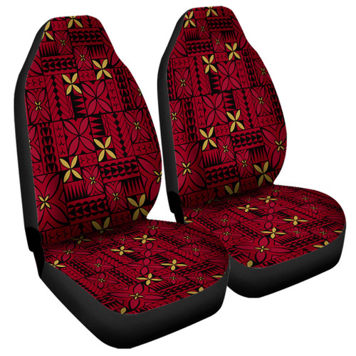 Samoa Car Seat Covers Siapo Design Tribal Pattern Red