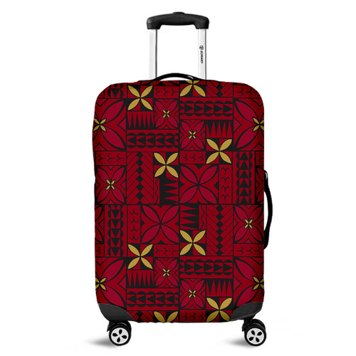 Samoa Luggage Cover Siapo Design Tribal Pattern Red