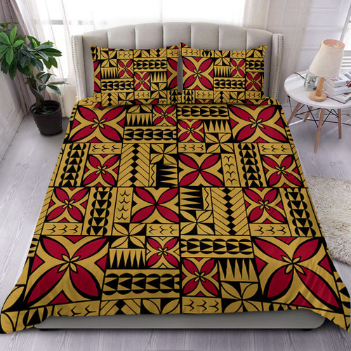 Samoa Bedding Set Siapo Design Tribal Pattern Yellow
