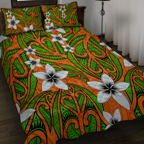 New Zealand Quilt Bed Set Maori Pattern Plumeria