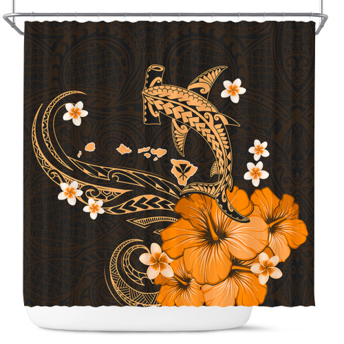 Hawaii Shower Curtain Kanaka Map And Shark Tribal Tattoo