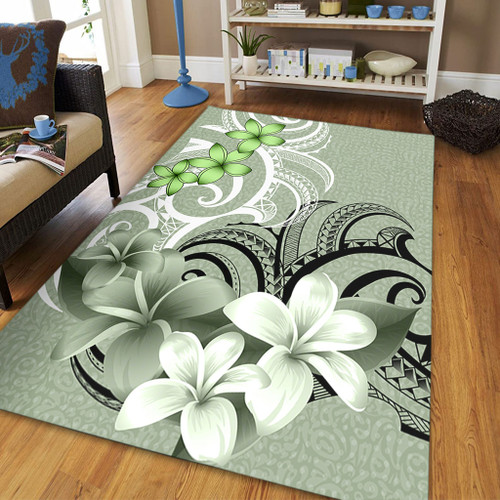 Polynesian Area Rug Polynesian Floral Spirit Sage Green1