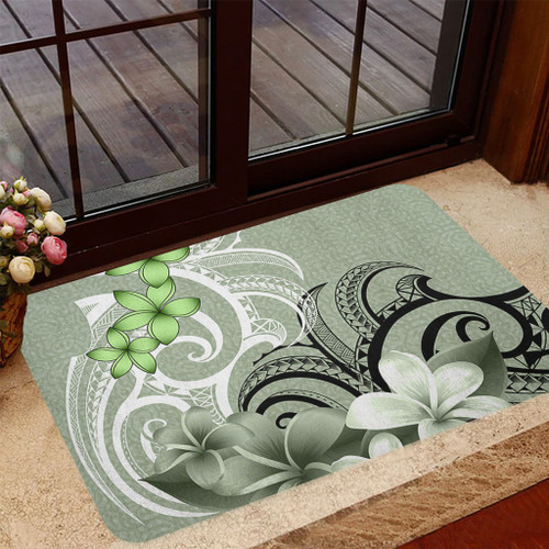 Polynesian Door Mat Polynesian Floral Spirit Sage Green1