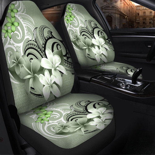 Hawaii Car Seat Covers Polynesian Floral Spirit Sage Green1