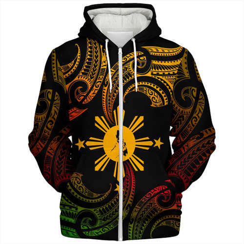Philippines Filipinos Sherpa Hoodie Tribal Polynesian Wave Tattoo