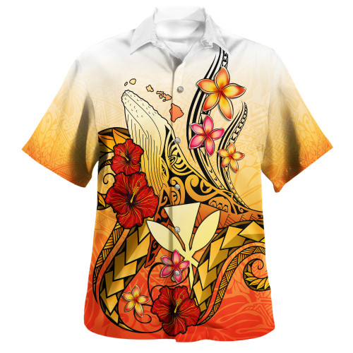 Hawaii Hawaiian Shirt Humpback Whale with Hibiscus Plumeria1