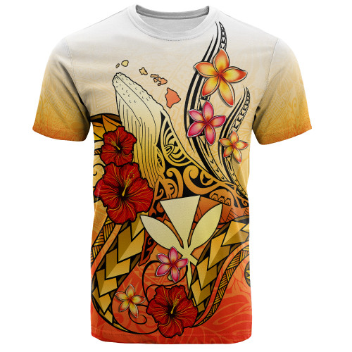 Hawaii T-Shirt Humpback Whale with Hibiscus Plumeria1