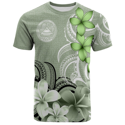 American Samoa T-Shirt Custom Personalised Floral Spirit Sage Green1