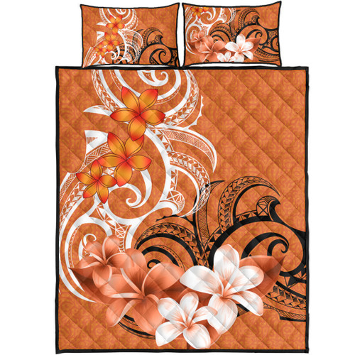 Polynesian Quilt Bed Set Polynesian Floral Spirit Orange1