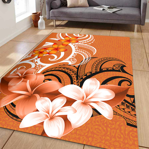 Polynesian Area Rug Polynesian Floral Spirit Orange1