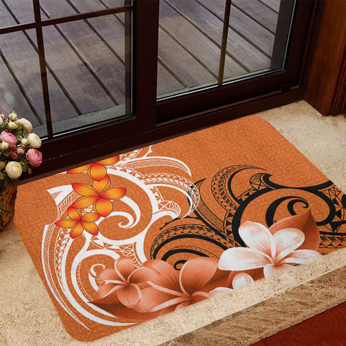 Polynesian Door Mat Polynesian Floral Spirit Orange1