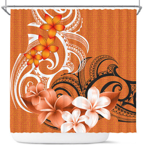 Polynesian Shower Curtain Polynesian Floral Spirit Orange