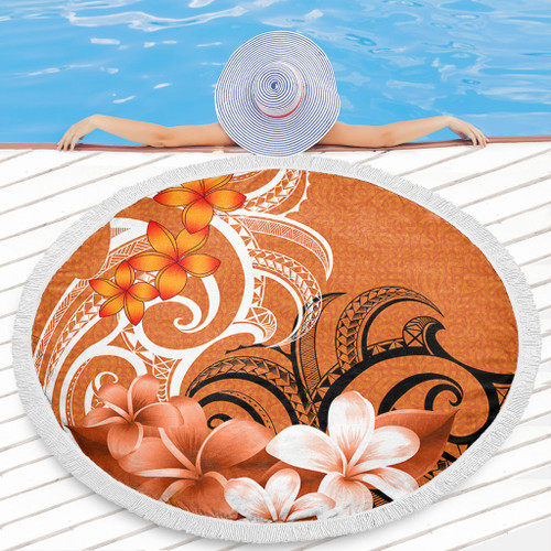 Polynesian Beach Blanket Polynesian Floral Spirit Orange