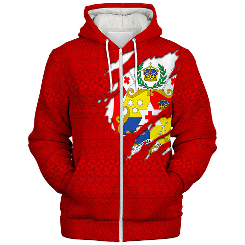 Tonga Sherpa Hoodie Ngatu Crack Style Ver.1