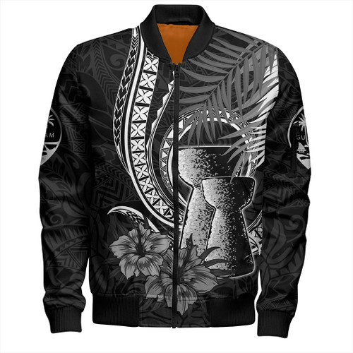 Guam Bomber Jacket Tribal Latte Stone Tropical Style