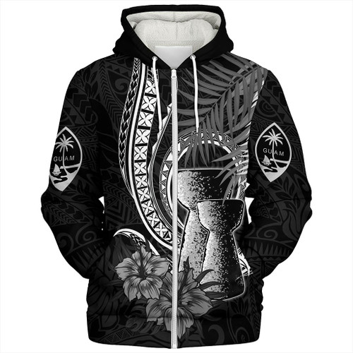 Guam Sherpa Hoodie Tribal Latte Stone Tropical Style