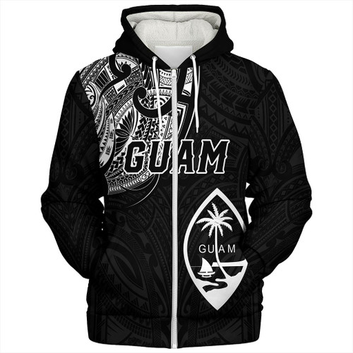 Guam Sherpa Hoodie Micronesia Tribal Coat Of Arms