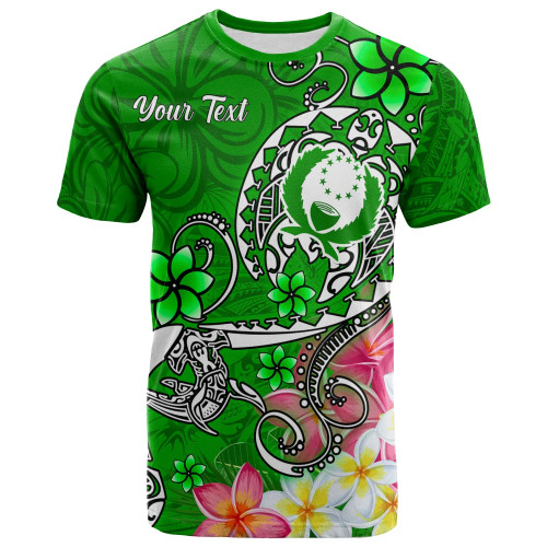 Pohnpei (Custom Personalised ) T-Shirts - Turtle Plumeria (Green) 1