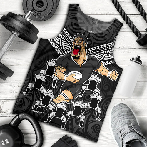 New Zealand Tank Top Rugby Maori Tribal Mascot Dringking Style