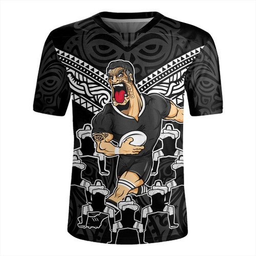 New Zealand Rugby Jersey Rugby Maori Tribal Mascot Dringking Style
