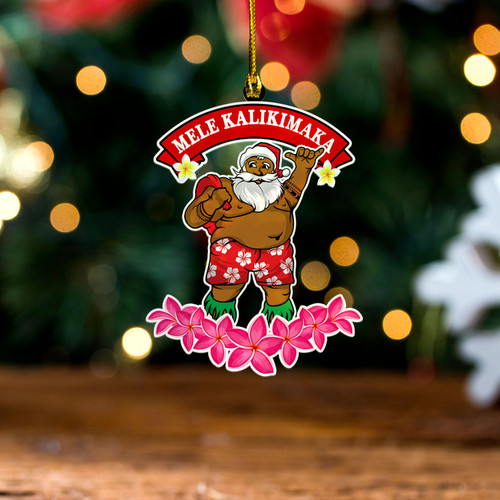 Hawaii Acrylic And Wooden Ornament  Aloha Santa Christmas Plumeria