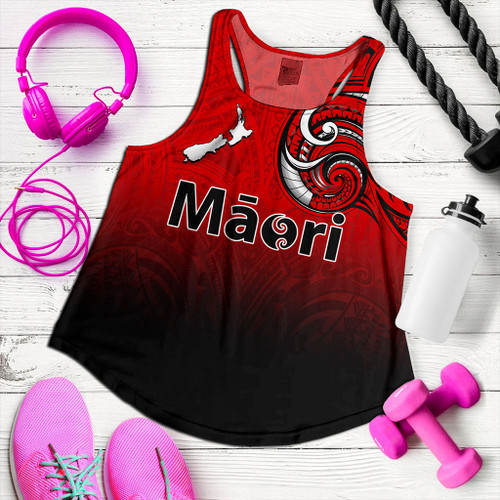 New Zealand Women Tank Maori Map Tribal Style