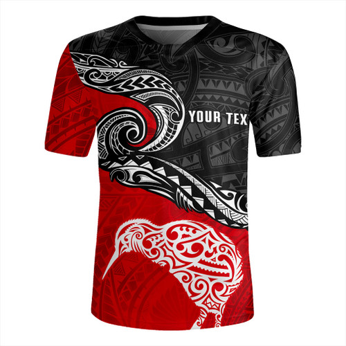 New Zealand Rugby Jersey Maori Tribal Design Flag With Kiwi Bird
