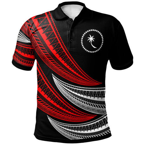 Chuuk Custom Personalised Polo Shirt - Wave Pattern Alternating Red1