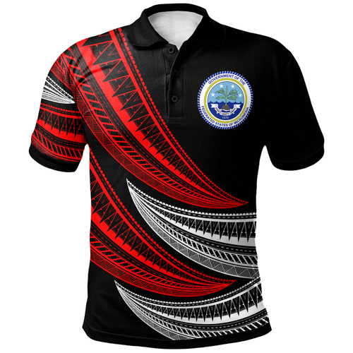 Federated States Of Micronesia Custom Personalised Polo Shirt - Wave Pattern Alternating Red1