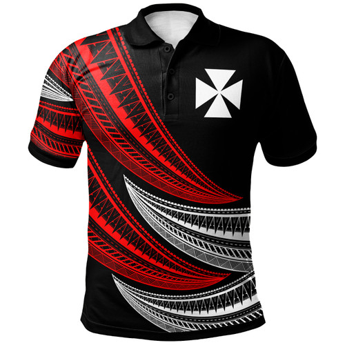Wallis and Futuna Custom Personalised Polo Shirt - Wave Pattern Alternating Red1