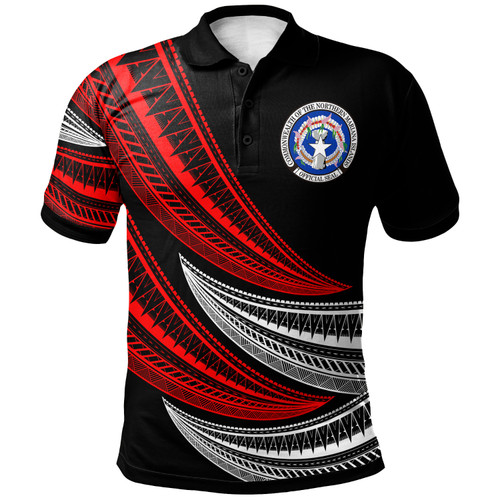 Northern Mariana Islands Custom Personalised Polo Shirt - Wave Pattern Alternating Red1