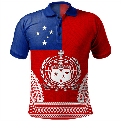 Samoa Polo Shirt Flag Tribal Tatau Pattern