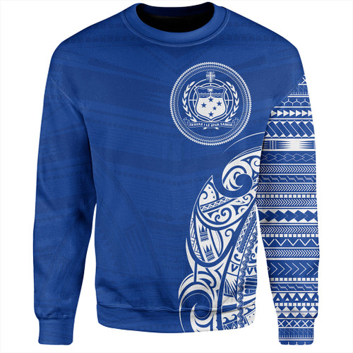 Samoa Sweatshirt Polynesia Tribal Pattern Coat Of Arms