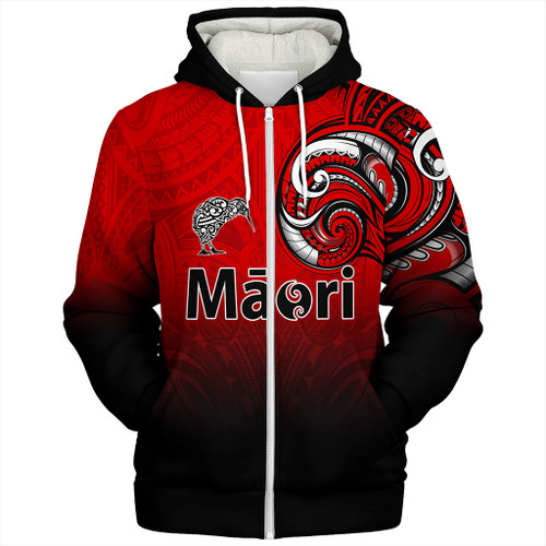 New Zealand Sherpa Hoodie Maori Kiwi Bird Tribal Style