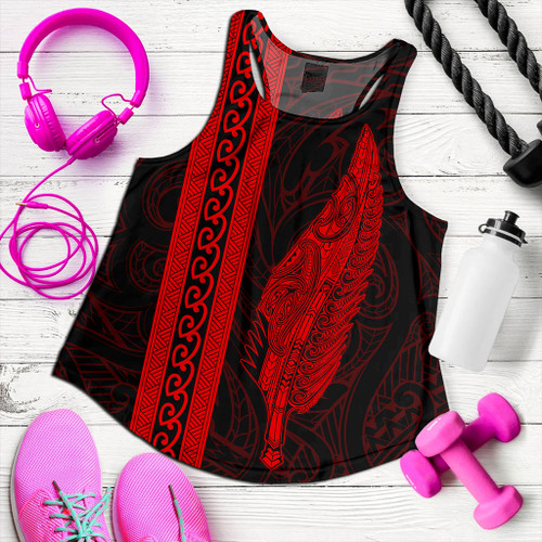New Zealand Women Tank Silver Fern Tattoo Simple Style