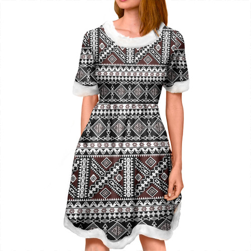 Samoa Women and Kid Christmas Dress Polynesian Tribal Print Stripe Style